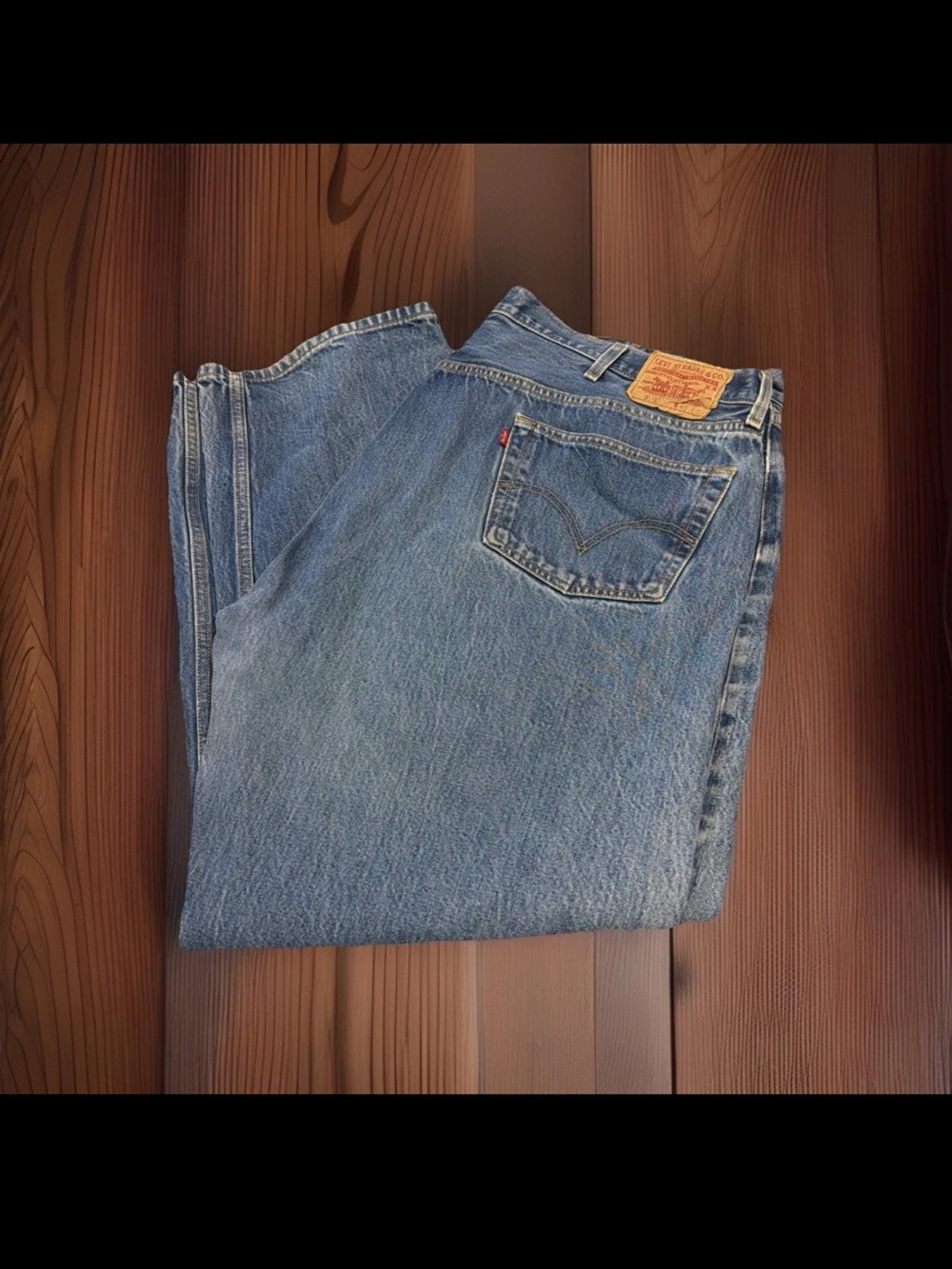Levi’s 501 Button Fly Distressed Blue Denim Jeans Size 44 X 32